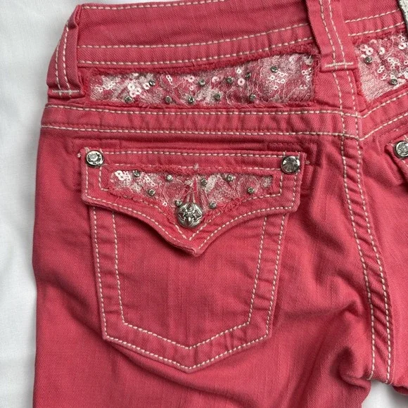 Miss Me Jeans Copped Womens Size 27 Color Melon JE5794C2 Flap Pockets Luxery - Picture 12 of 13